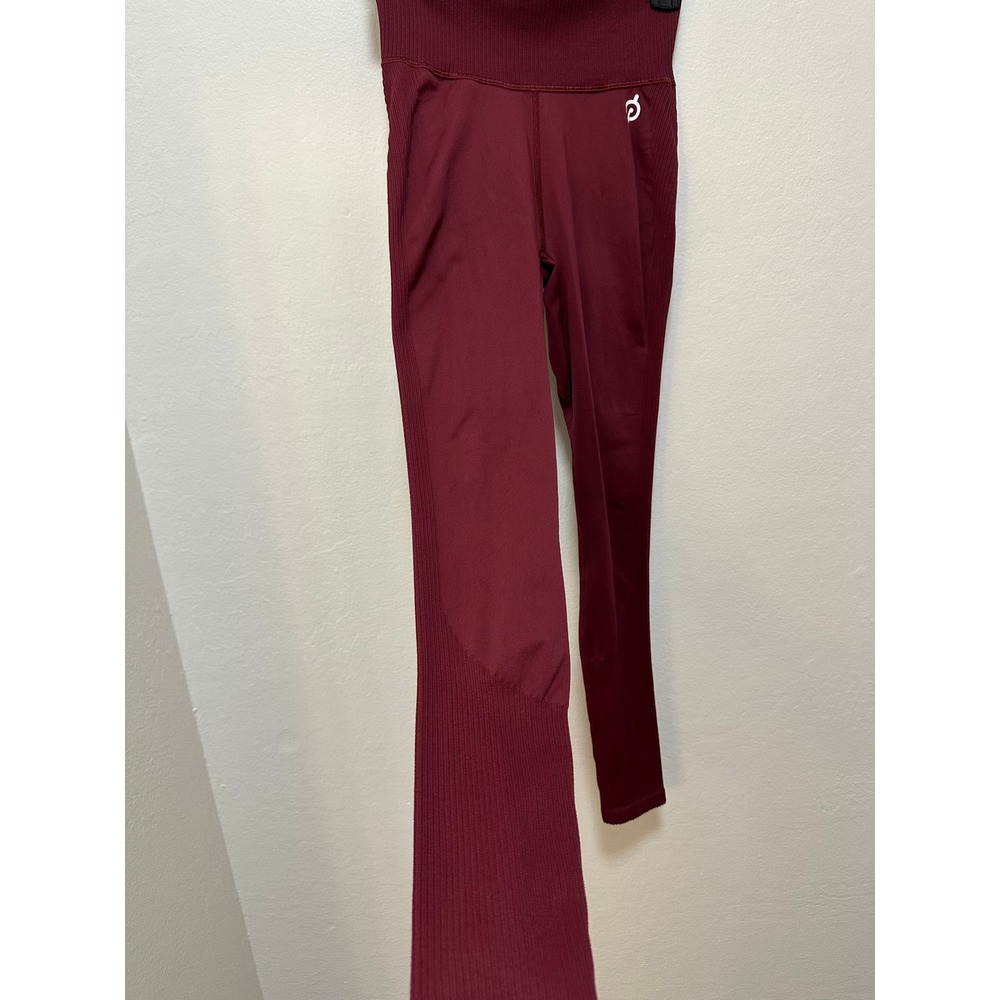 Peloton Burgundy Seamless High Waist Ribbed Trim Compression Leggings, Small - Picture 4 of 8